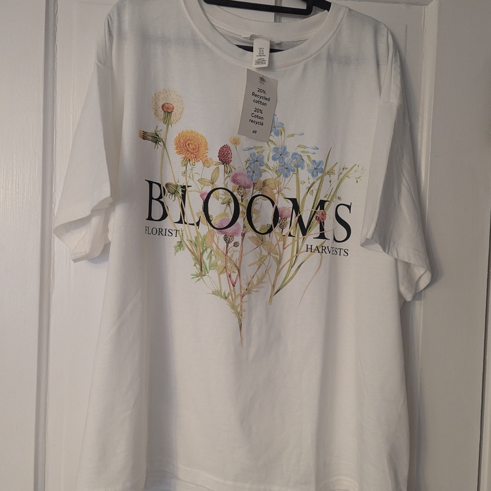 H&M White T-Shirt with Floral Design